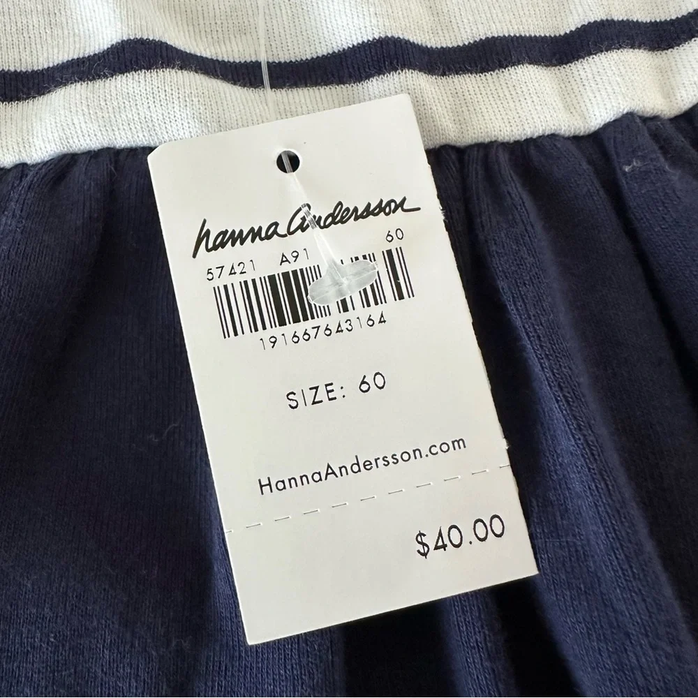 NWT Hanna Andersson‎ baby girl 3-6 months Navy Blue Striped Bodysuit Dress New
